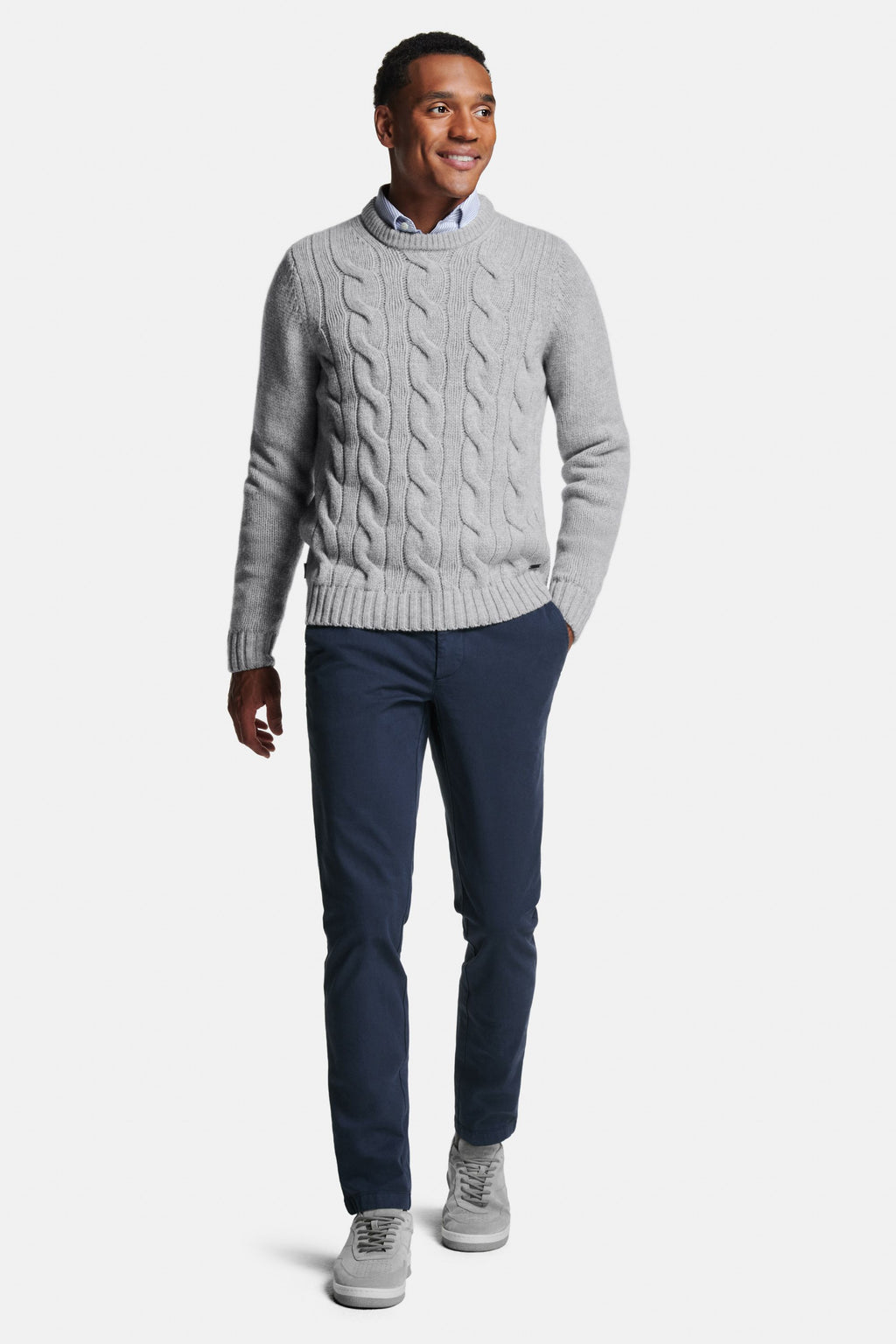 Austern * Der Zopfstrickpullover